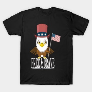 American Eagle USA Flag Land Of The Free And Brave T-Shirt